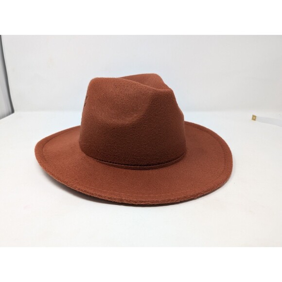 Fedora Hat Wide Brim Artwork Design Woman Figure Rustic Orange OSFM - Picture 2 of 9